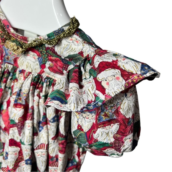 VTG 90's Santa Print THREE BLIND MICE Christmas Bubble Romper w/Bow Sz 6 months - Picture 2 of 10